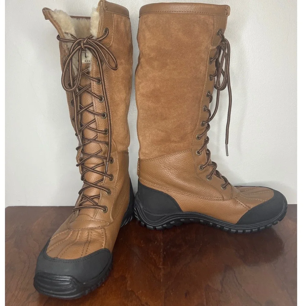 UGG Adirondack Tall Snow Boot Chestnut Women's Size 9 Waterproof Vibram 5498